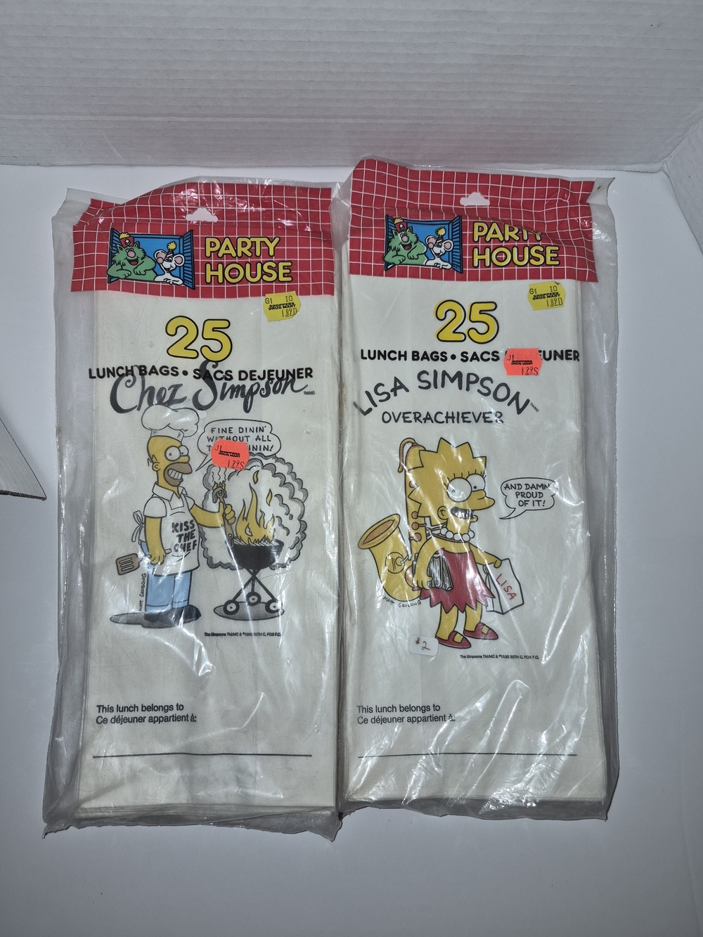 Vintage Party House The Simpsons Paper Lunch Bags 25 Count Sealed Lisa & Homer
